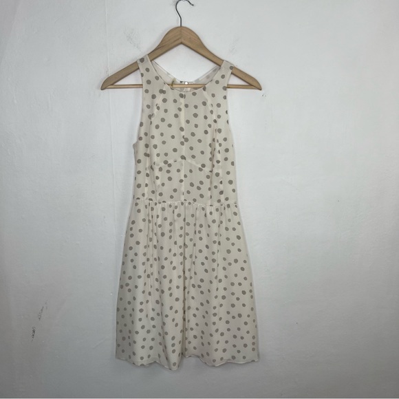 Rebecca Taylor Dresses & Skirts - Rebecca Taylor White and Gray Polka Dot Racerback Sleeveless Silk Dress Size 2